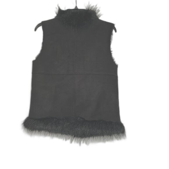 INC Faux Fur Trim Vest – Black, Size S, Luxe Texture - Picture 2 of 7